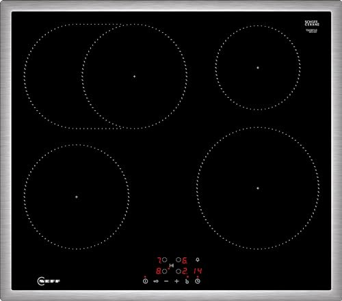 NEFF T56SBF1L0, N 50, Induktionskochfeld, autarkes Glaskeramik-Kochfeld 60 cm breit, Touch Control, Powerstufe, Quick Start, Re Start, mit Rahmen aufliegend, Schwarz