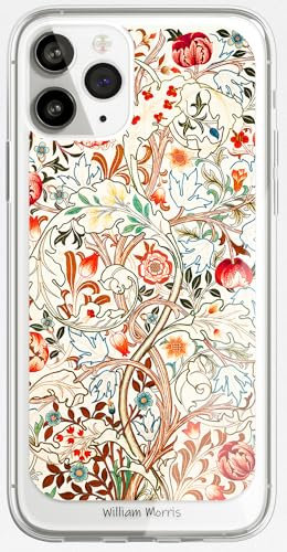 Berkin Arts Kompatible iPhone 14 Pro Hülle Klares Transparentes TPU Cover Rosa Filigrane ornamentale Verzierungen (William Morris-Akanthus)