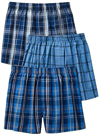Saymany 3er Pack Herren Schlafanzughose Hose Shorts kurz, Baumwolle unterwäsche Boxershorts Nachtwäsche Trunk Pyjamahose Bequem Elastik-Bund Schlafen Underwear Loungehose Plaid Men's Boxers