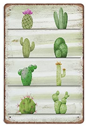 GQWJKSZ Lustiges Vintage-Schild, Kaktus-Wandkunst – Garten-Kaktus-Liebhaber-Geschenk – Frühlings-Botanik-Metallblechschilder für Küche, Garten, Garage, Badezimmer, Wanddekoration, 20,3 x 30,5 cm
