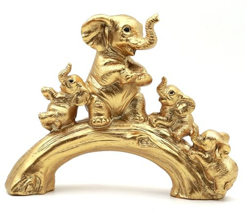 Irayin Elefanten Deko, Elefant Statue Figure, Skulptur als Deko Symbol für Freude in der Familie, Elefanten Dekoration für Büro, Wohnzimmer, Bücherregal, Schlafzimmer - Gold