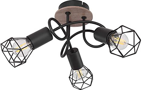 Globo Deckenleuchte Xara I schwarz mit Holz 3-flammig - 54802S-3DH