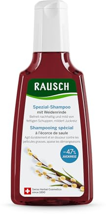 RAUSCH Spezial-Shampoo mit Weidenrinde 200ml bei fettigen Schuppen | Beruhigende Pflege bei fettigen Schuppen, für ein angenehmes Hautgefühl, vegan & silikonfrei, mit Weidenrinde, Schweiz