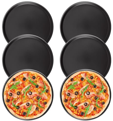 LDXDRU Lot de 6 plaques à pizza rondes en acier au carbone antiadhésif 30 cm pour four