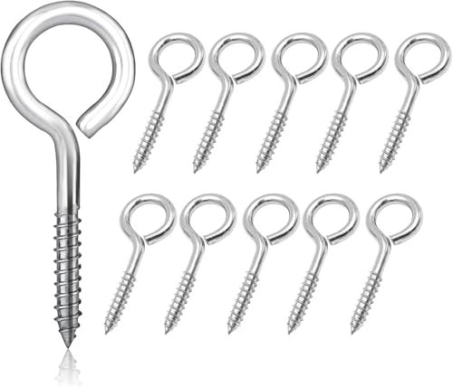 wadafen 10 Ganci a Vite con Occhiello,M6 x 82 mm Vite Occhielli Gancio a Vite,Occhielli a Vite in Acciaio Inox,per Amache,Parasole, Sedie a Dondolo,Poltrona Sospesa,Colore Argento