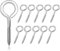 wadafen 10 Ganci a Vite con Occhiello,M6 x 82 mm Vite Occhielli Gancio a Vite,Occhielli a Vite in Acciaio Inox,per Amache,Parasole, Sedie a Dondolo,Poltrona Sospesa,Colore Argento