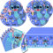CULTURE PARTY Stitch Birthday Party Supplies, 20 Plates 20 Napkins and Tablecloth for Girls Boys Stitch Birthday Party Decorations D