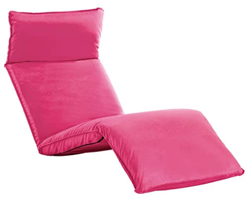 KATERYY Chaise Longue Pliable Tissu Oxford Rose,Chaise Longue Pliante Réglable Extérieur, Jardin, Plage Sièges de Terrasse