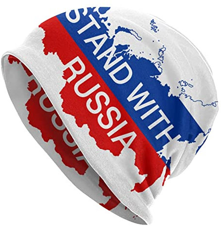xinchenxin Russland Strickmütze für Erwachsene, Stretch, gestrickt, Skullies, Mütze, Winter, warme Mützen für Damen und Herren, I Stand With Russia 2, Einheitsgröße
