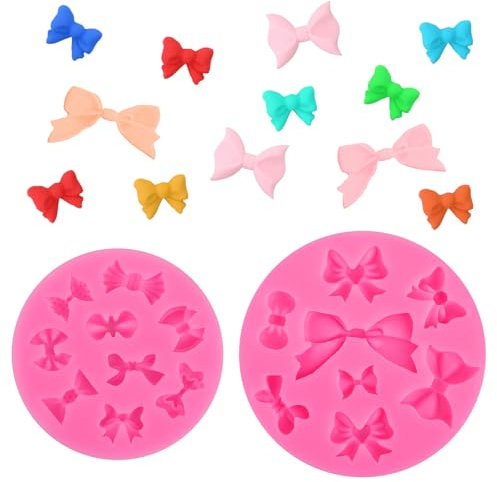 Silikonformen Fondant Schleife Form 2 Stück Schokoladenformen Rosa Schleifen Silikonform Bonbonform Antihaft Backform Modellierschokolade Werkzeuge für Backen Pralinen Süßigkeiten Gelee Eiswürfel