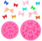 Xinjoduz 2 Pack Bow Silicone Mold, Bow Chocolate Mold Cartoon Butterfly Tie Candy Molds Bows Fondant Sugar Mould Mini Bows Molds for Birthday Wedding Party DIY Dessert Cake Decorating (Pink, 2 Size)
