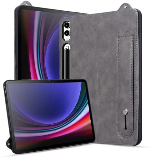 Rosbtib Custodia per Samsung Galaxy Tab S10 Plus 2024/S9 Plus/S8 Plus/S7 Plus 12.4, antiurto con supporto Slim Edition Tablet Cover in similpelle per Galaxy Tab S10+/S9+ (Cinturino a mano), Grigio