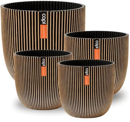 Capi Europe - Geschenkset Blumentopf Kugel Groove 'Made with' Gold - Set L - Blumentöpfe für drinnen und draußen - Hergestellt aus recycelten Materialien