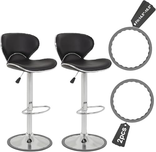 Lot de 2 anneaux de protection pour pieds de tabouret de bar pour base ronde de 36,8 cm à 41,9 cm, protection de sol en silicone antidérapant, sans rayures, sans bruit, gris