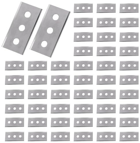 Lame di Ricambio per Raschietto, 43mm, 48 Pezzi Lame per Raschietto in Vetroceramica, Lame di Ricambio per Raschietto Bifacciale, Tre Fori Lame per Raschietti, per la Finestra, Cucina, Bagno