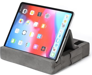 BS-VOG Tablet Stand for Bed and Sofa, Adjustable iPad Pillow Tablet Holder with Pen Slots, Portable Cushion for 4.7–12.9 Devices, Travel Accessories for Home, Office, and Reading Use