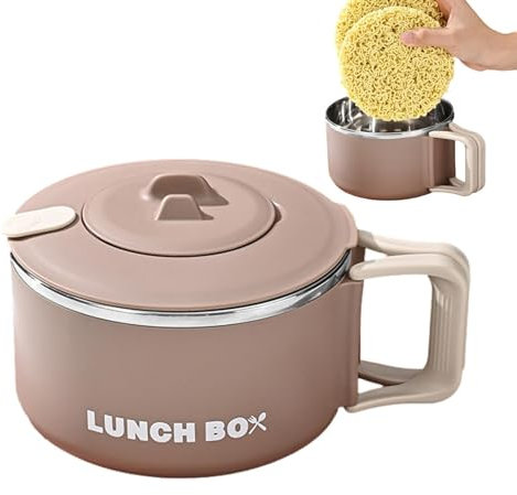 Instant Noodle Bowl - 1200ml Soup Cup with Handle, Instant Noodle Pot | Stainless Steel Ramen Cooker, Lunch Container, High Capacity Noodle Cookers for Universes