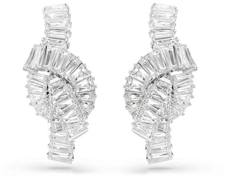 Swarovski Matrix Ohrringe, Baguette-Schliff, Knoten, Weiß, Rhodiniert