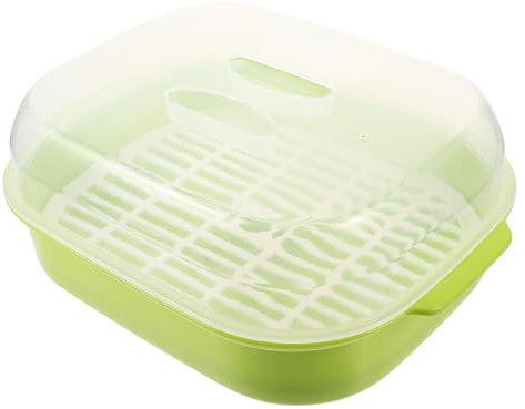 POPETPOP Estuche Vapor Microondas Verde Con Barrera Anti-fugas Para Cocinar y Recalentar Al Vapor Bollos y Alimentos Práctico y Resistente Para Uso Doméstico y Refrigeración