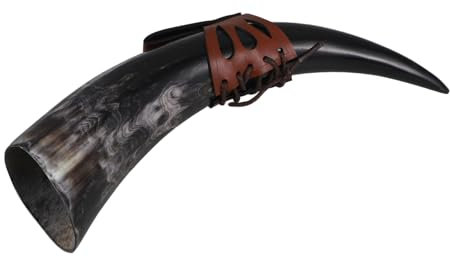 Zerodeko Coupe Médiévale Viking Corne Gobelet à Bière Avec Ceinture Pu Verre Pour Hydromel Vin Et Décoration Intérieure Campagnarde