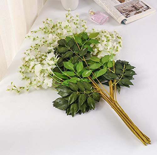 OWOHYG Flores Artificiales y secas, 12 Unidades, Ramas de Hiedra y glicina Artificiales, para Decorar Paredes, arreglos Florales, Ramos de Boda, hogar, Bar, Hotel (Blanco)