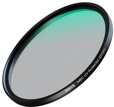Meike Filtre de protection pour objectif MCUV HD 62 mm 20 couches multicouches avec film vert et filtre UV étanche ultra fin