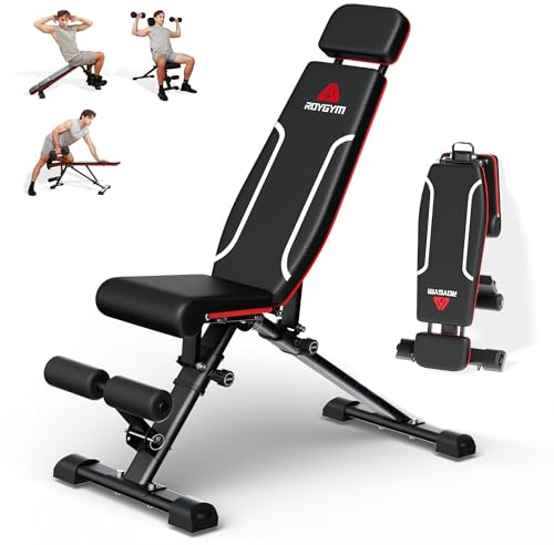 Roygym Foldable Weight Bench, 400KG Folding Workout Bench for Home Gym