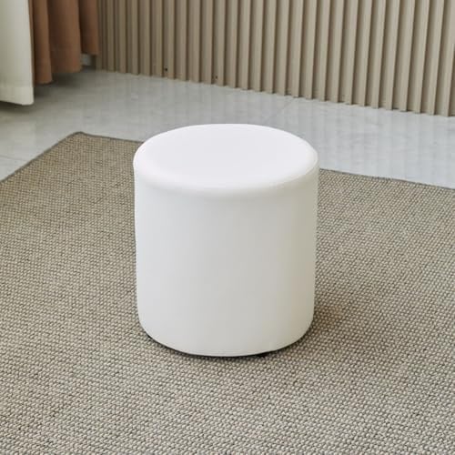 Runder Ottomane, Schuhwechselhocker, weiches PU-Leder, Pouf für Eingangshalle, wasserdichter zusätzlicher Sitz und Fußstütze, 35 cm hoch x 30 cm breit