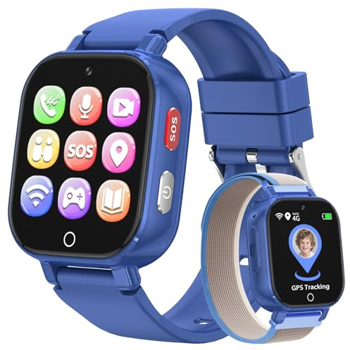 Smartwatch Bambini 4G con Videochiamata, Chat Vocale, IP68 Impermeabile | Modalità Classe, Contapassi, GPS, SOS, Sveglia, Camera, Orologio Smartwatch Regalo per Bambino e Bambina 4-12 Anni - Blu
