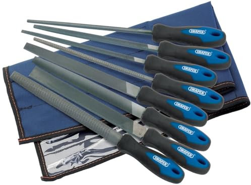 Draper 44961 - Set di lime e raspa con impugnatura morbida, 200 mm, 8 pezzi