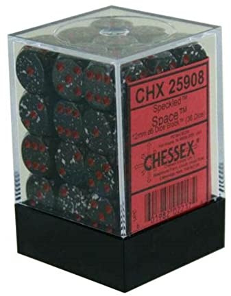 Chessex Speckled 12mm d6 Dice Blocks with Pips (36 Dice) - Space