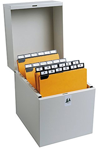 Exacompta 54718E Karteikassette Metalib für bis zu 500 Karteikarten DIN A5 hoch Tragegriffe vorne und hinten mit Trennplatte grau Karteikasten