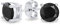 Boucles D'Oreilles Clous Rondes Noires CZ Unisexes En Argent Sterling