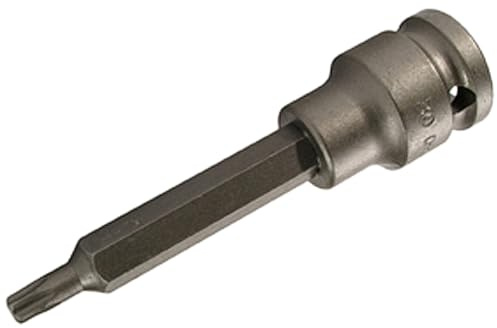 SW-Stahl 05353L Kraft-Bit-Einsatz 1/2 Zoll T30 x 100 mm Schlagschrauber | IMPACT-Schraubendreheinsatz in langer Ausführung aus Chrom-Vanadium-Stahl, brüniert, T-Profil Bit für Schlagschrauber
