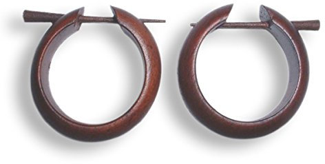 ISLAND PIERCINGS Ohrringe Kreolen 2,5cm im Piercing Design Holz Handarbeit ER012