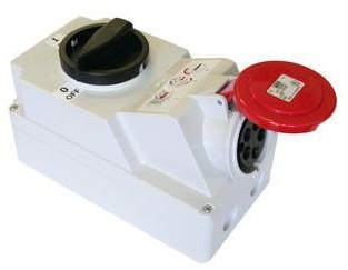 PCE CEE-Wanddose 16A 5p 6h mit Schalter 400V IP44 7515-6