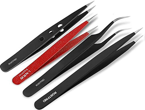 Zeckenpinzette Zeckenzange Splitterpinzette Spitzpinzette Set 4-Teilig Spitz