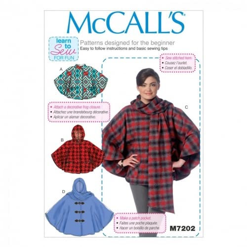 McCall 's Damen Easy Learn To Sew Schnittmuster 7202 Poncho + Gratis Minerva Crafts Craft Guide
