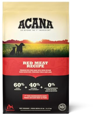 ACANA Grain Free Dry Dog Food Red Meat Recipe 25lb Bag