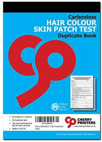 Cherry Carbonless NCR Haarfärbe-Haut-Patchtest Durchschreibebuch, A5, 50 Sets, für Friseure (in englischer Sprache)