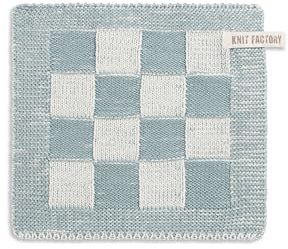 Knit Factory - Topflappen Block - Ecru/Stone Green - 23x23 cm | Hitzebeständige Lappen - Schutzlappen zum kochen - Küchenzubehör - Kochlappen - Traditioneller look