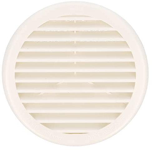 Amig - Rejilla Redonda de Plástico con Mosquitera - Rejillas de ventilación para salida de aire - Ideal para techo de cocina y baño - Diámetro interior: Ø11,7 cm - Color: Blanco