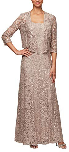 Alex Evenings Damen-Abendkleid in Langer Ausführung mit Spitzenjacke