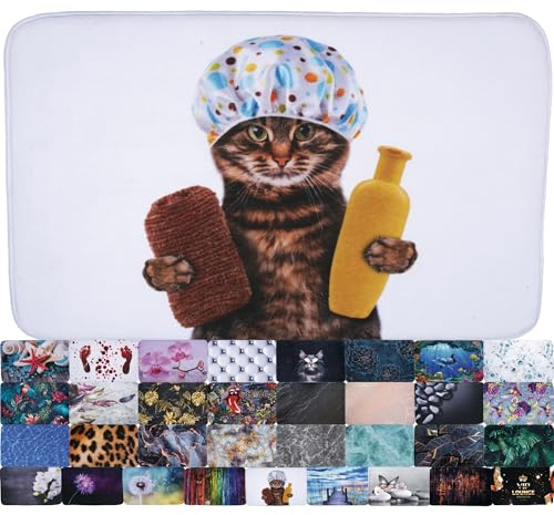 Sanilo Bath Mat, Wide Choice of Beautiful Non-Slip Bath Rugs, Super Soft, Quick-Drying, Washable (Shower Cat, 50 x 80 cm)