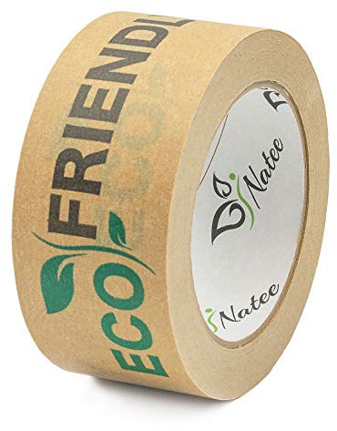 NATEE® Paper Packaging Tape | Fully Recyclable Tapes | Eco-Friendly Printed Kraft Paper for Packing Parcels and Boxes | Brown Paper Packaging for Moving House | Strong Sticky Roll 50m x 50mm | 1 Roll