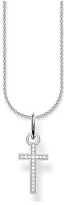Thomas Sabo Damen Halskette mit Anhänger Kreuz 925er Sterlingsilber mit Zirkonia, Größe: ca. 38cm - 42cm, SCKE150301