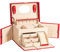AdelDream Schmuckkästchen Schmuckkoffer groß abschließbar mit Spiegel schmuck box jewellery box für Ringe Ohrringe geschenke grosser schmuckbox abschließbar Rot