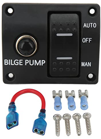 Elettrici per Barche, Pannello Interruttori a Bilanciere, Pannello Interruttori per Pompa di Sentina a 3 Vie 12V 24V Interruttore Automatico Integrato 15A per Accessorio per Yacht