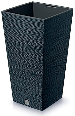 Prosperplast Macetero Color Antracita, con depósito, colección Furu, de 29,5 x 29,5 x 55 cm, Capacidad de 14 L.