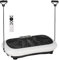HOMCOM Vibrationsplatte mit 2 Fitnessbändern 99 Vibrationsstufen 120 kg Belastbarkeit Rüttelplatte Fitnessgeräte für Ganzkörpertraining zu Hause mit LCD-Anzeige 200W 73 x 40 x 13cm Weiß+Schwarz